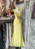 Vintage Yellow Beaded Sweetheart Prom Dress Embroidery Evening Dress Long Mermaid Halter-neck Formal Dress HZ1024