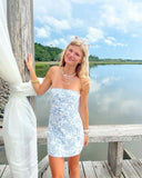 Cute Blue Strapless Sheath Short Party Dress Cocktail Dress Homecoming Dress HZ1024