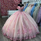 Gorgeous Pink Sweetheart Applique Beaded Sweet 16 Quinceanera A-Line Tulle Floor-length Prom Dress Birthday Dress Evening Dress Ball Gown HZ1024