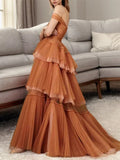 Vintage Elegant A-Line Tiered Prom Dress Long Sweetheart Evening Dress Chiffon Formal Dress HZ1024