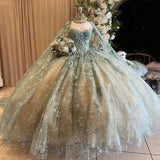 Elegant Lace Sweetheart Sweet 16 Quinceanera A-Line Tulle Floor-length Prom Dress Birthday Dress Evening Dress Ball Gown HZ1024