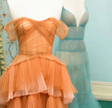 Vintage Elegant A-Line Tiered Prom Dress Long Sweetheart Evening Dress Chiffon Formal Dress HZ1024