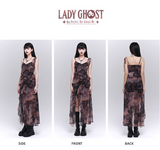 Fashion Vintage Butterfly irregular Dress Brim Design Spaghetti Strap Dress HZ1024