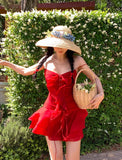 Cute Red Sweetheart Spaghetti Strap Short A-Line Chiffon Party Dress Cocktail Dress Homecoming Dress HZ1024