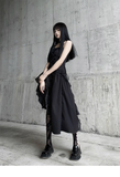 Women Fashion Black Irregular Spaghetti Strap Dress HZ1024