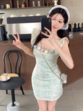 New Fashion 3D Flowers Design A-line Square Collar Floral Dress HZ1024