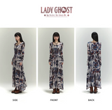 New Fashion Floral Pattern Design Women Long-sleeved Dress HZ1024