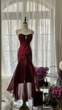 Elegant Burgundy Strapless Gorgeous Beaded Chiffon Evening Dress Prom Dress HZ1024