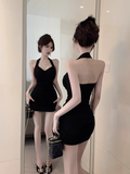 Sexy Fashion Women Black Short Halter Dress HZ1024