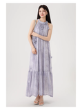 New Fashion Purple Loose-fitting Design Elegant A-line Halter Dress HZ1024