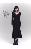 Elegant Fashion Tassels Lace Cuff Design Long-sleeved Dress HZ1024