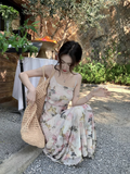 New Stylish Elegant Floral Design Spaghetti Strap Dress HZ1024