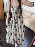 New Fashion Floral Loose-fitting Design Beach Holiday A-line Spaghetti Strap Dress HZ1024