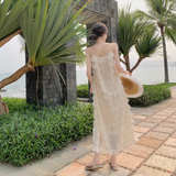 New Fashion Tassels Design Pink Beach Elegant Spaghetti Strap Dress HZ1024