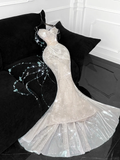 Gorgeous Sparkling Champagne Sequin Sweetheart Mermaid Elegant Chiffon Evening Dress Prom Dresses HZ1024