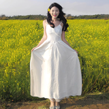 Simple Fashion White Lace Design A-line Beach Holiday Spaghetti Strap Dress HZ1024