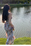 New Fashion Elegant Floral Design Mermaid Spaghetti Strap Dress HZ1024