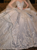 Gorgeous Shiny Beaded Sequined Sweetheart Design A-Line Wedding Dress Ball Gown Prom Dress Evening Dress HZ1024