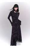 New Gothic Style Fashion Bell Sleeve Design Sense Long-sleeved Split Dress HZ1024