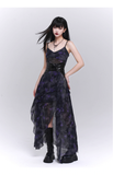 Fashion Design Sense Long Black Spaghetti Strap Dress HZ1024