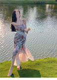 New Fashion Elegant Floral Design Mermaid Spaghetti Strap Dress HZ1024