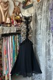Vintage Leopard Print Sweetheart Design Mermaid Spaghetti Strap Prom Dress Evening Dress HZ1024