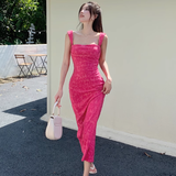 Women New Simple Fashion Slim-fit Spaghetti Strap Dress HZ1024