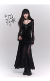 New Ladies Fashion Red Black Gothic Long-sleeved Dress HZ1024