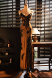 Vintage Elegant V-neck Applique Design Romantic Chiffon Evening Dress Prom Dress HZ1024