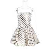 Vintage Dot Pattern Strapless A-Line Short Summer Dresses Party Dress Homecoming Dress HZ1024