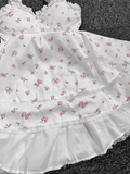New Fashion Pink Floral Design A-line Sleeveless Spaghetti Strap Tiered Dress HZ1024