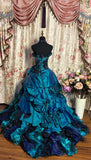 Gorgeous Strapless Satin Ruffles Sweet 16 Quinceanera A-Line Evening Dress Ball Gown HZ1024