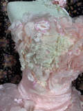 Gorgeous Pink 3D Flowers Sweet 16 Quinceanera Strapless A-Line Floor-length Prom Dress Evening Dress Ball Gown HZ1024