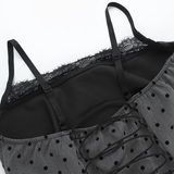 Vintage Gray Dot Pattern Spaghetti Strap Sheath Short Summer Dresses Party Dress Homecoming Dress HZ1024