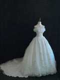 Retro Embroidery Off-the-shoulder Chiffon Tulle Sweet 16 Quinceanera A-Line Evening Dress Ball Gown HZ1024