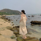 New Fashion Tassels Design Pink Beach Elegant Spaghetti Strap Dress HZ1024