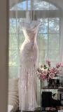 Elegant Light Pink Floral Applique Romantic Chiffon Evening Dress Prom Dresses HZ1024