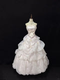 Elegant Light Pink Strapless Satin Sweet 16 Quinceanera A-Line Evening Dress Ball Gown HZ1024