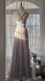 Vintage Light Purple Applique Design Romantic Chiffon Evening Dress Prom Dress HZ1024