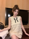 Fashion Beige Bow Lace Design A-line Sleeveless Strapless Homecoming Dress HZ1024