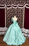 Retro Tiffany Blue One-shoulder Beaded Sweet 16 Quinceanera A-Line Evening Dress Ball Gown HZ1024
