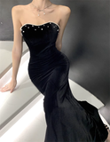 New Simple Design Black A-Line Elegant Women Strapless Dress HZ1024