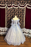 Vintage Ombre Off-the-shoulder Applique Beaded Sweet 16 Quinceanera A-Line Evening Dress Ball Gown HZ1024