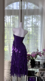 Elegant Purple Sweetheart Strapless Romantic A-Line Chiffon Tiered Evening Dress Prom Dresses HZ1024
