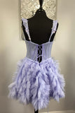 New Style Light Purple Sweetheart Tulle Design Spaghetti Strap Homecoming Dress HZ1024