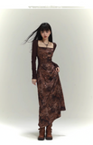 New Floral Pattern Design Women Long-sleeved Dress HZ1024