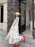 New Fashion Floral Design Beach Holiday A-line Sleeveless Vintage Dress HZ1024