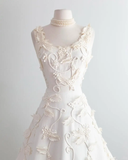 Vintage White 3D Grapes Applique Design A-Line Short Homecoming Dress Party Dress HZ1024
