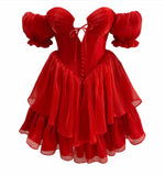 Cute Red Off-the-shoulder Short A-Line Party Dress Cocktail Dress Homecoming Dress HZ1024
