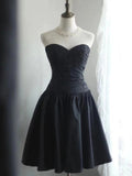 Vintage Black Sweetheart Beading Design A-line Strapless Party Dresses Homecoming Dresses, HZ1024